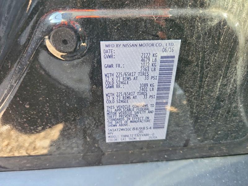 Продаж на аукціоні авто 2016 Nissan Rogue, vin: 5N1AT2MV1GC869854, номер лоту: 62911956