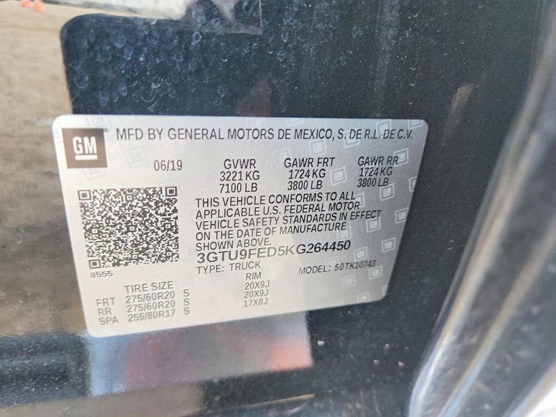 Продаж на аукціоні авто 2019 Gmc Sierra, vin: 3GTU9FED5KG264450, номер лоту: 64491616