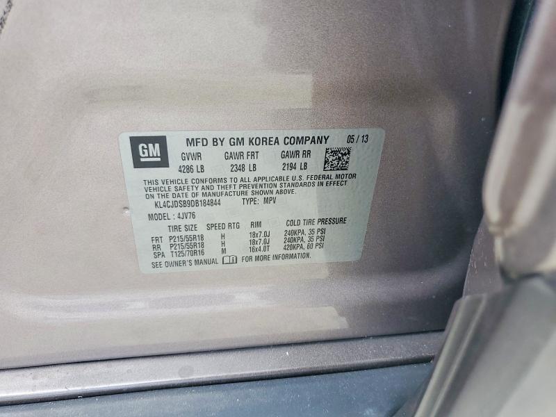 2013 Buick Encore მანქანა იყიდება აუქციონზე, vin: KL4CJDSB9DB184844, აუქციონის ნომერი: 64991276