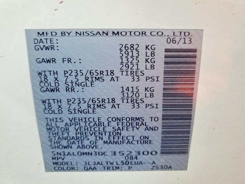Продажа на аукционе авто 2013 Infiniti Jx35, vin: 5N1AL0MN3DC352300, номер лота: 63299376