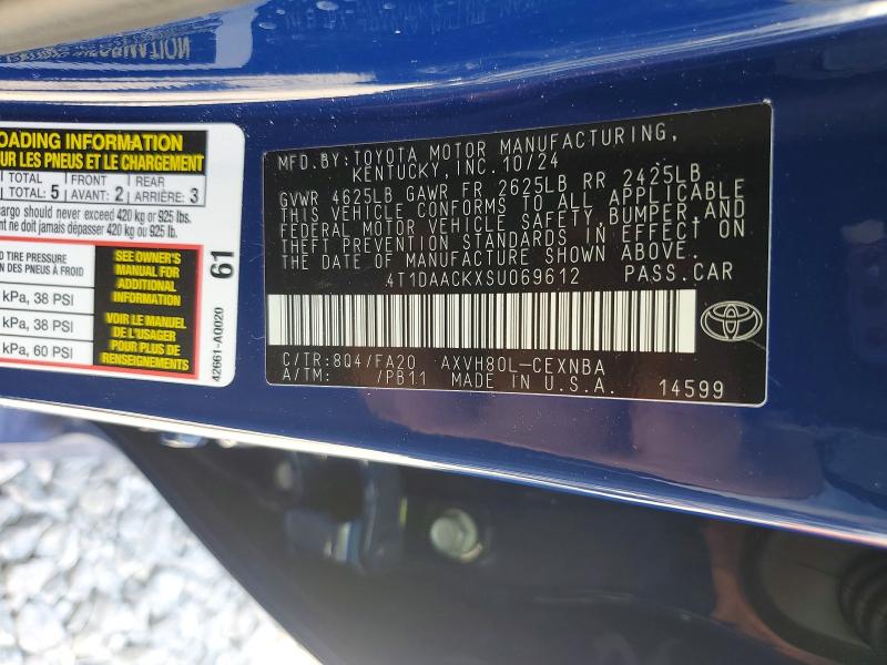 2025 Toyota Camry მანქანა იყიდება აუქციონზე, vin: 4T1DAACKXSU069612, აუქციონის ნომერი: 65058736