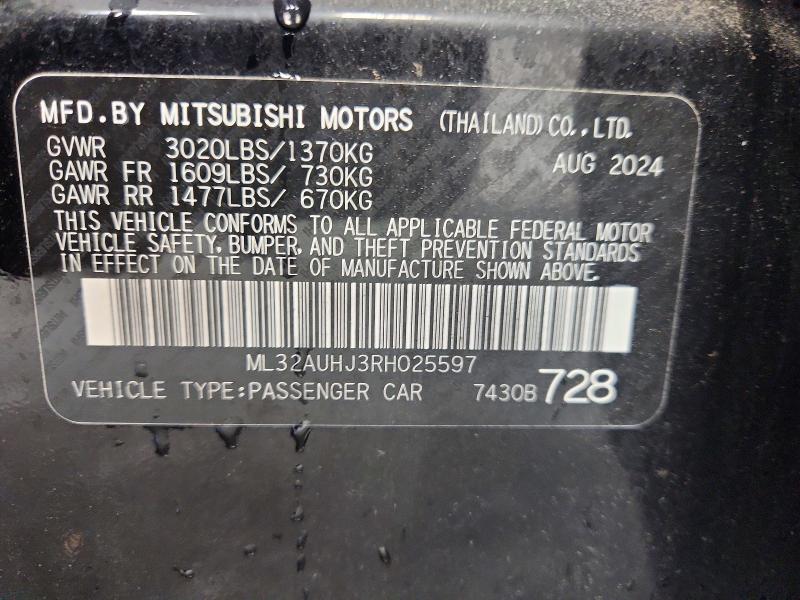 Aukcja sprzedaży 2024 Mitsubishi Mirage, vin: ML32AUHJ3RH025597, numer aukcji: 63177006