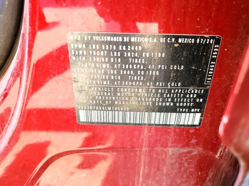 Продаж на аукціоні авто 2020 Volkswagen Tiguan, vin: 3VV2B7AX4LM145438, номер лоту: 64327606