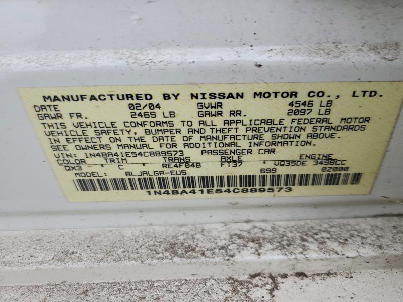 Продаж на аукціоні авто 2004 Nissan Maxima, vin: 1N4BA41E54C889573, номер лоту: 66452376
