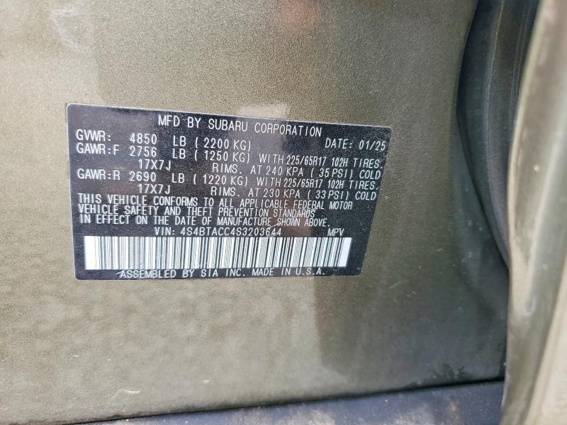 Продаж на аукціоні авто 2025 Subaru Outback, vin: 4S4BTACC4S3203644, номер лоту: 63609626