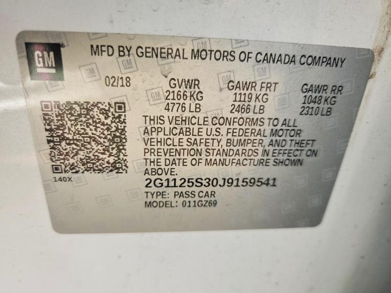 Продаж на аукціоні авто 2018 Chevrolet Impala Premier Lz2, vin: 2G1125S30J9159541, номер лоту: 63568796