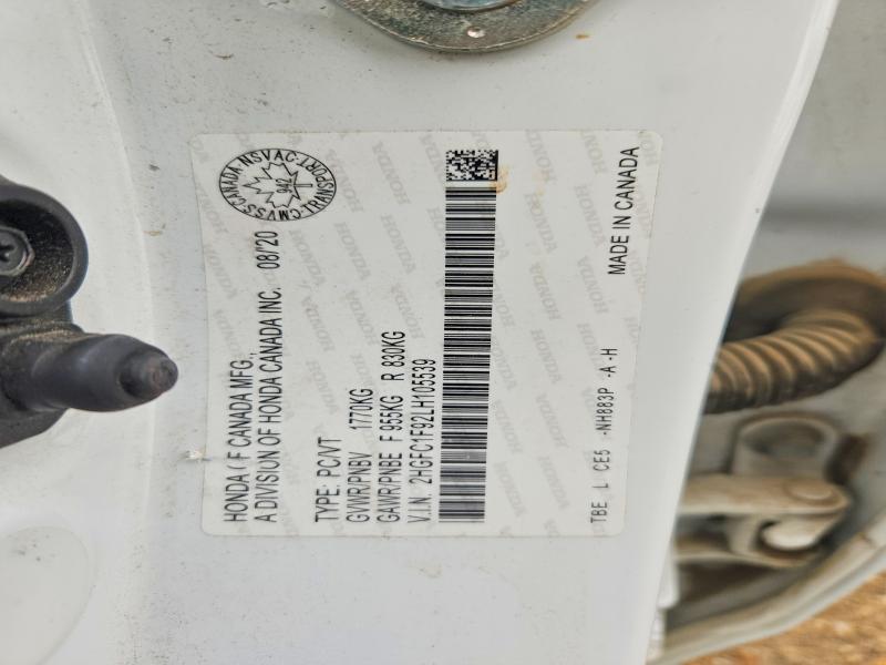 Aukcja sprzedaży 2020 Honda Civic, vin: 2HGFC1F92LH105539, numer aukcji: 63369256