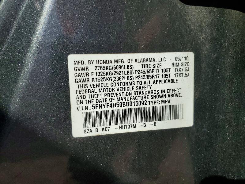 Aukcja sprzedaży 2011 Honda Pilot, vin: 5FNYF4H59BB015092, numer aukcji: 65322706