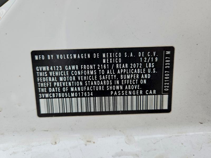64998506 :رقم المزاد ، 3VWCB7BU5LM017634 vin ، 2020 Volkswagen Jetta مزاد بيع