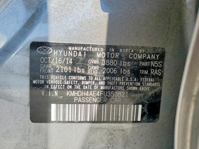 Продаж на аукціоні авто 2015 Hyundai Elantra, vin: KMHDH4AE4FU353821, номер лоту: 64245976