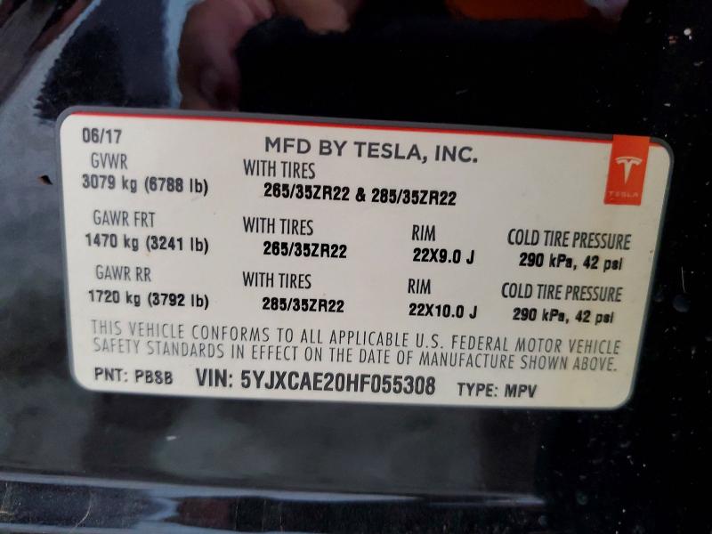 Aukcja sprzedaży 2017 Tesla Model X, vin: 5YJXCAE20HF055308, numer aukcji: 66291156