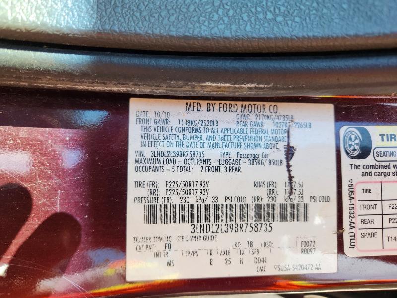 Продаж на аукціоні авто 2011 Lincoln Mkz, vin: 3LNDL2L39BR758735, номер лоту: 66247716