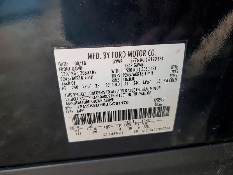Aukcja sprzedaży 2018 Ford Explorer, vin: 1FM5K8DH9JGC61176, numer aukcji: 63307356