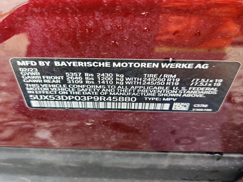 65020466 :رقم المزاد ، 5UX53DP03P9R45880 vin ، 2023 Bmw X3 مزاد بيع