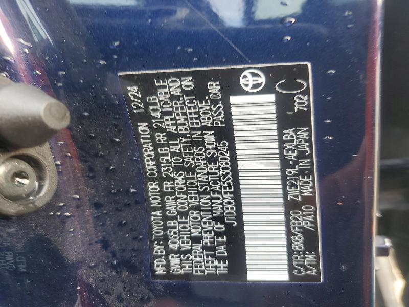 2025 Toyota Corolla Hybrid მანქანა იყიდება აუქციონზე, vin: JTDBCMFE5S3080245, აუქციონის ნომერი: 65722936