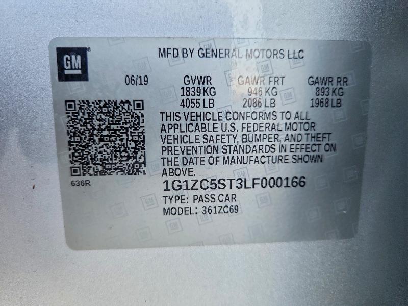 Продажа на аукционе авто 2020 Chevrolet Malibu, vin: 1G1ZC5ST3LF000166, номер лота: 64418656