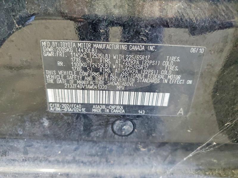 66396626 :رقم المزاد ، 2T3ZF4DV1AW041320 vin ، 2010 Toyota Rav4 مزاد بيع