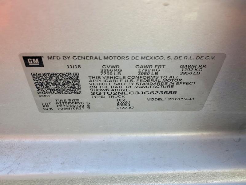 66905846 :رقم المزاد ، 3GTU2NEC3JG623685 vin ، 2018 Gmc Sierra مزاد بيع