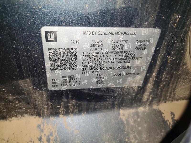 Aukcja sprzedaży 2019 Chevrolet Suburban, vin: 1GNSKJKJ8KR296454, numer aukcji: 64041136