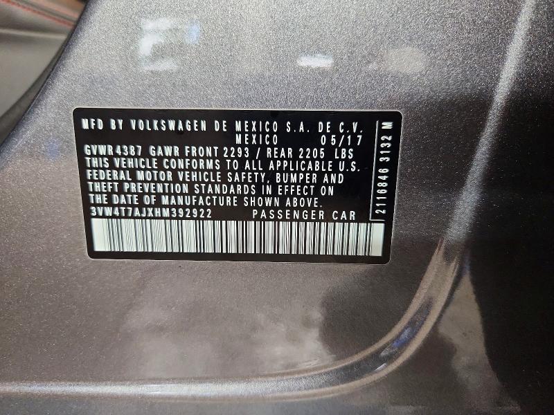 Aukcja sprzedaży 2017 Volkswagen Jetta, vin: 3VW4T7AJXHM392922, numer aukcji: 64156156