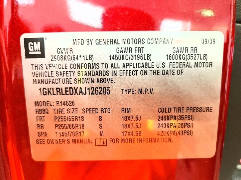 64839526 :رقم المزاد ، 1GKLRLEDXAJ126205 vin ، 2010 Gmc Acadia مزاد بيع