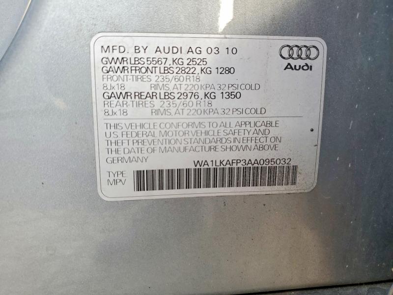 Aukcja sprzedaży 2010 Audi Q5, vin: WA1LKAFP3AA095032, numer aukcji: 66776226
