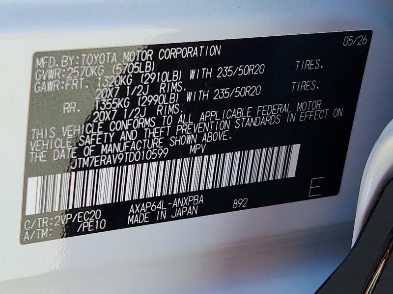 Aukcja sprzedaży 2026 Toyota Rav4 Plug-in Hybrid, vin: JTM7ERAV9TD010599, numer aukcji: 66264526