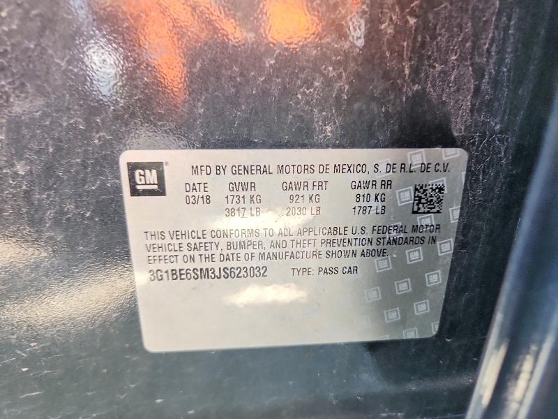 2018 Chevrolet Cruze მანქანა იყიდება აუქციონზე, vin: 3G1BE6SM3JS623032, აუქციონის ნომერი: 65929746