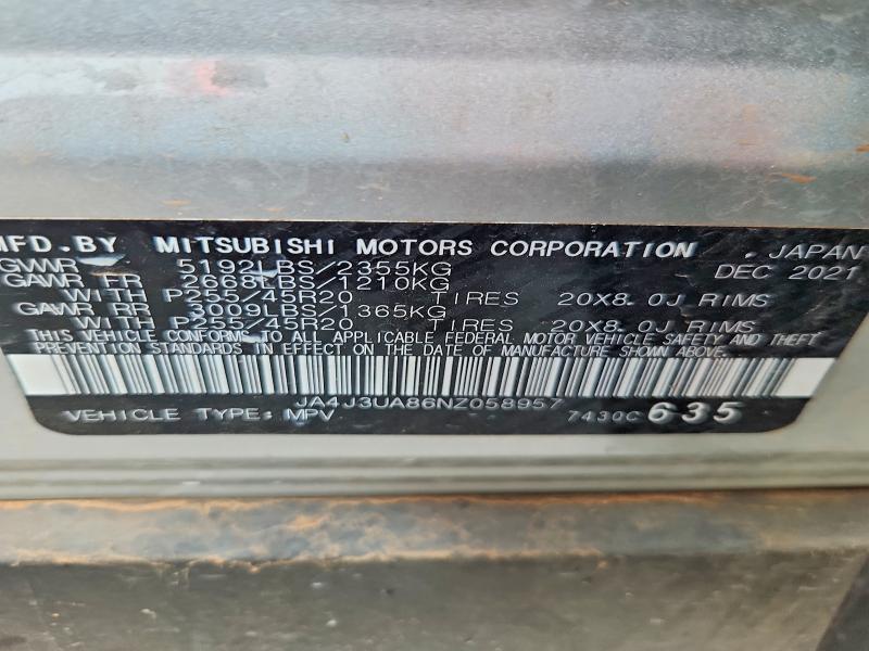 Продаж на аукціоні авто 2022 Mitsubishi Outlander, vin: JA4J3UA86NZ058957, номер лоту: 64206376