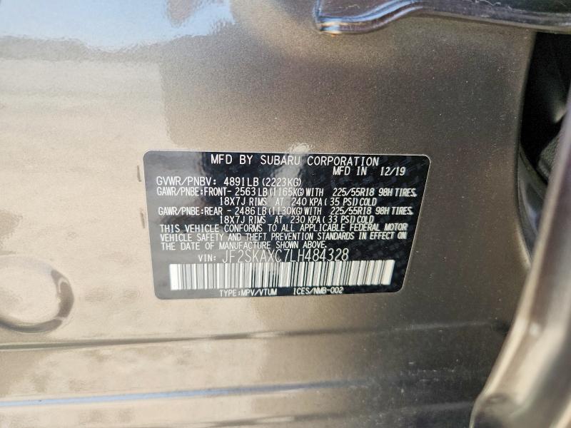 64513896 :رقم المزاد ، JF2SKAXC7LH484328 vin ، 2020 Subaru Forester مزاد بيع