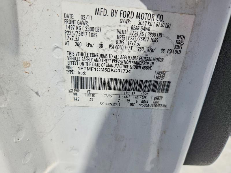 Продажа на аукционе авто 2011 Ford F150, vin: 1FTMF1CM5BKD31734, номер лота: 64477036