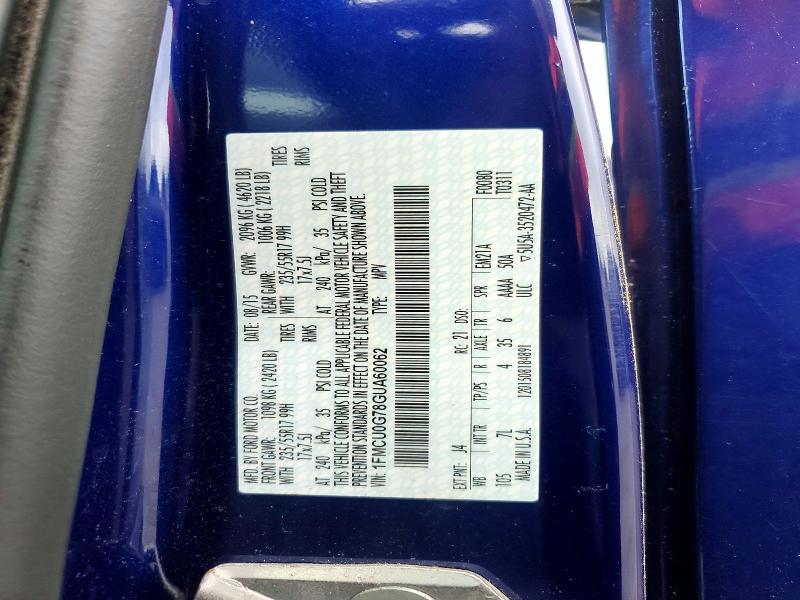 Продажа на аукционе авто 2016 Ford Escape, vin: 1FMCU0G78GUA60062, номер лота: 63608996