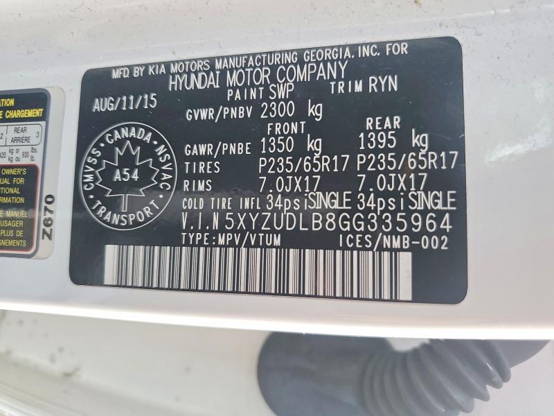 Aukcja sprzedaży 2016 Hyundai Santa Fe Sport, vin: 5XYZUDLB8GG335964, numer aukcji: 66658386