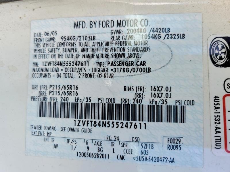 Продажа на аукционе авто 2005 Ford Mustang, vin: 1ZVFT84N555247611, номер лота: 64367526