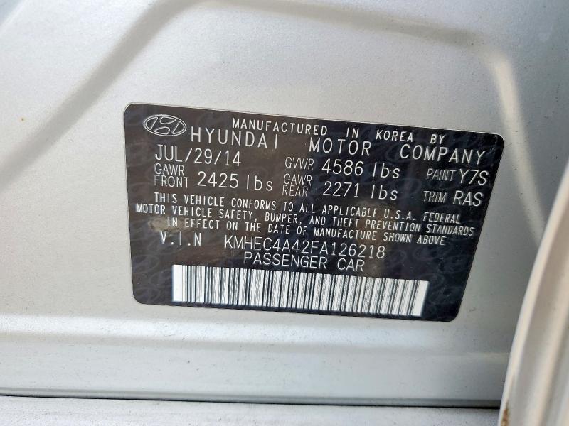 63969606 :رقم المزاد ، KMHEC4A42FA126218 vin ، 2015 Hyundai Sonata Hybrid مزاد بيع