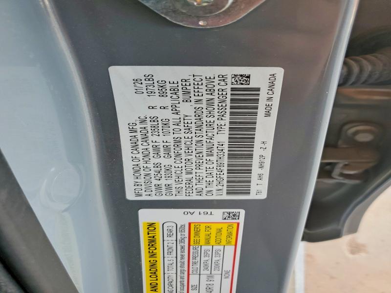 Продажа на аукционе авто 2026 Honda Civic, vin: 2HGFE4F89TH334741, номер лота: 64628906