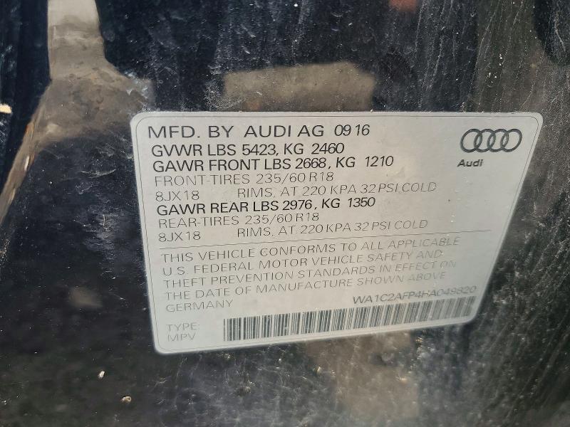 Продажа на аукционе авто 2017 Audi Q5, vin: WA1C2AFP4HA049820, номер лота: 65699746