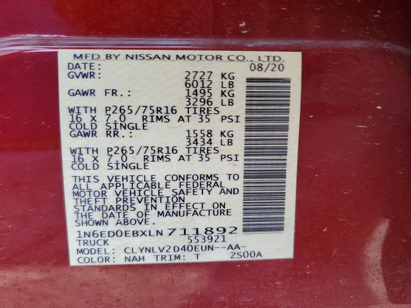 Продажа на аукционе авто 2020 Nissan Frontier, vin: 1N6ED0EBXLN711892, номер лота: 66579676