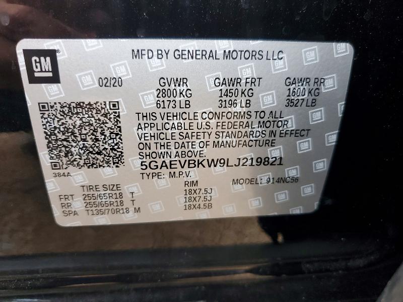 Продаж на аукціоні авто 2020 Buick Enclave, vin: 5GAEVBKW9LJ219821, номер лоту: 63909036