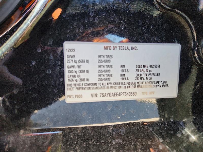 64290066 :رقم المزاد ، 7SAYGAEE4PF640560 vin ، 2023 Tesla Model Y مزاد بيع