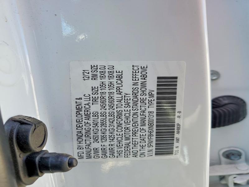 2022 Honda Passport მანქანა იყიდება აუქციონზე, vin: 5FNYF8H6XNB001318, აუქციონის ნომერი: 66069486