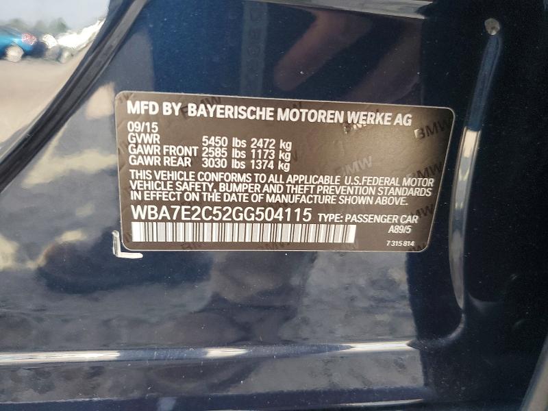 Продаж на аукціоні авто 2016 Bmw 740, vin: WBA7E2C52GG504115, номер лоту: 65578756