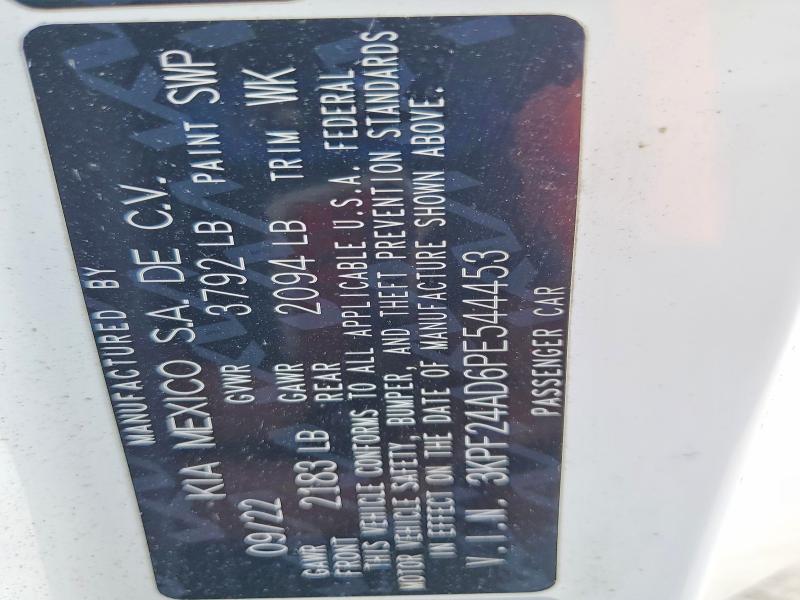 65170966 :رقم المزاد ، 3KPF24AD6PE544453 vin ، 2023 Kia Forte مزاد بيع