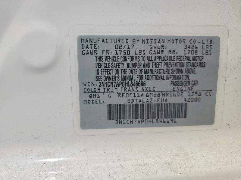 Aukcja sprzedaży 2017 Nissan Versa, vin: 3N1CN7AP0HL846696, numer aukcji: 63775336