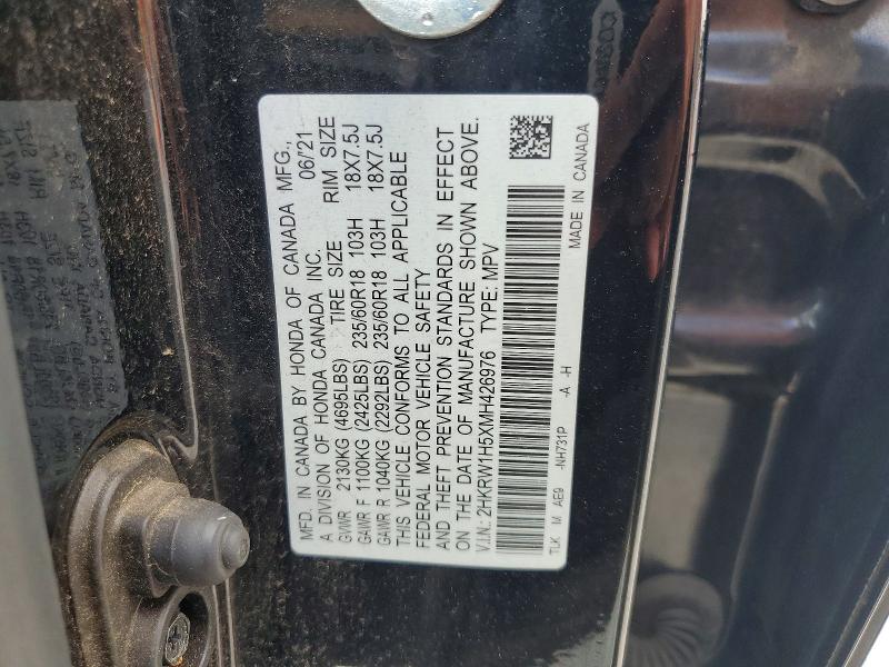 Продажа на аукционе авто 2021 Honda Cr-v, vin: 2HKRW1H5XMH426976, номер лота: 66631226