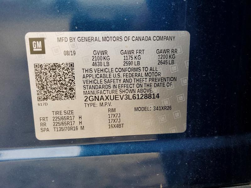 Продаж на аукціоні авто 2020 Chevrolet Equinox, vin: 2GNAXUEV3L6128814, номер лоту: 64081136