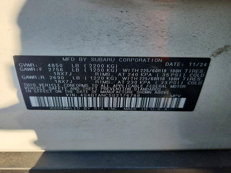 Aukcja sprzedaży 2025 Subaru Outback, vin: 4S4BTANC5S3176788, numer aukcji: 66096456