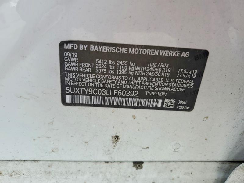 Aukcja sprzedaży 2020 Bmw X3, vin: 5UXTY9C03LLE60392, numer aukcji: 64417796