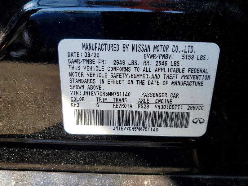 Aukcja sprzedaży 2021 Infiniti Q50, vin: JN1EV7CR5MM751140, numer aukcji: 63400986