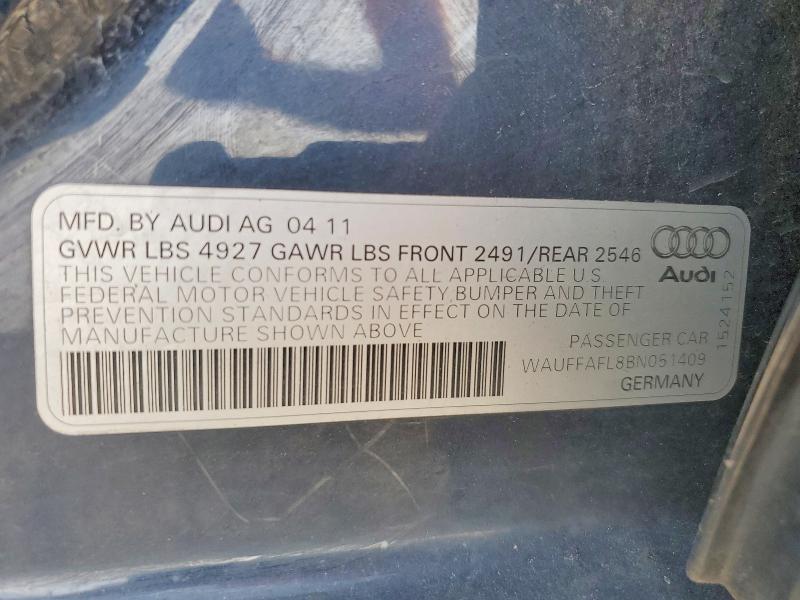 Продажа на аукционе авто 2011 Audi A4, vin: WAUFFAFL8BN051409, номер лота: 65896626